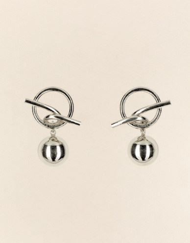 Pendant post earrings with T-bar and ball in sterling silver set