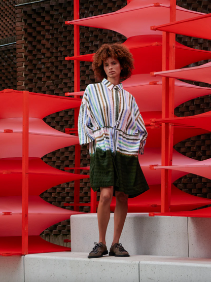 Gather Dress - DipDye Stripes