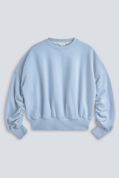 cropped balloon sweater The Blake blue fog