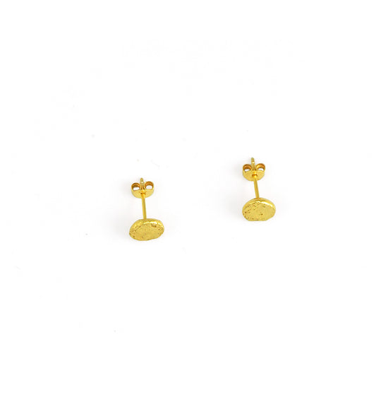 earrings Studs Hammered Big gold-plated