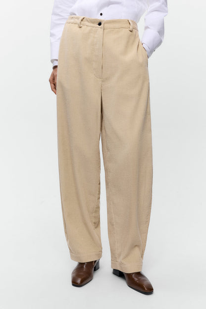CORDUROY CURVED PANTS Angora