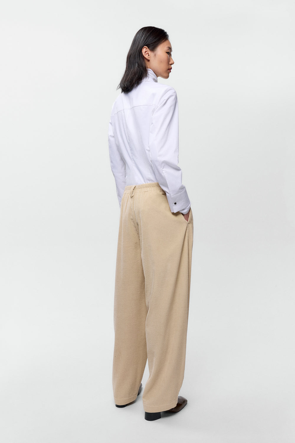 CORDUROY CURVED PANTS Angora