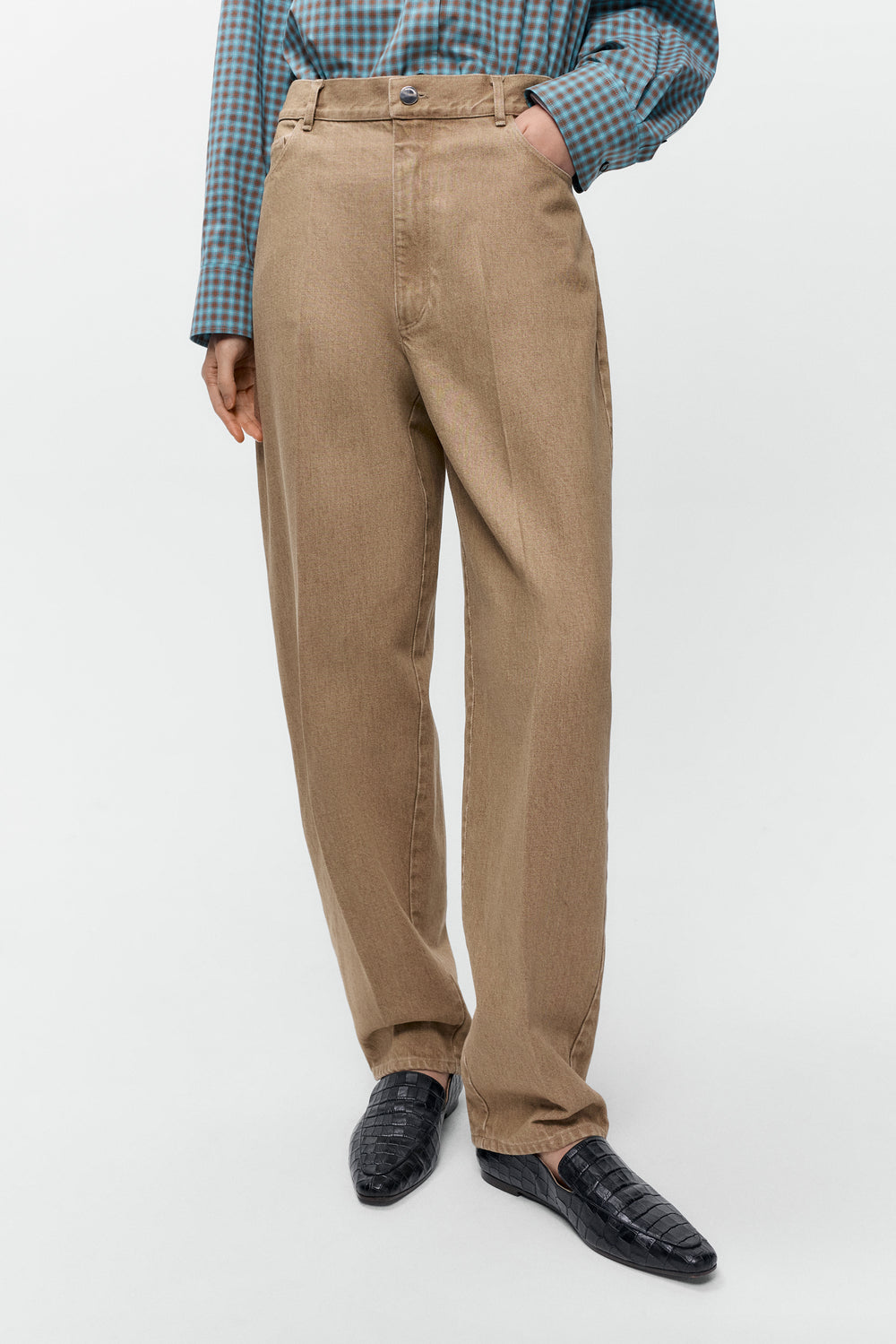 DENIM CARROT PANTS Beige