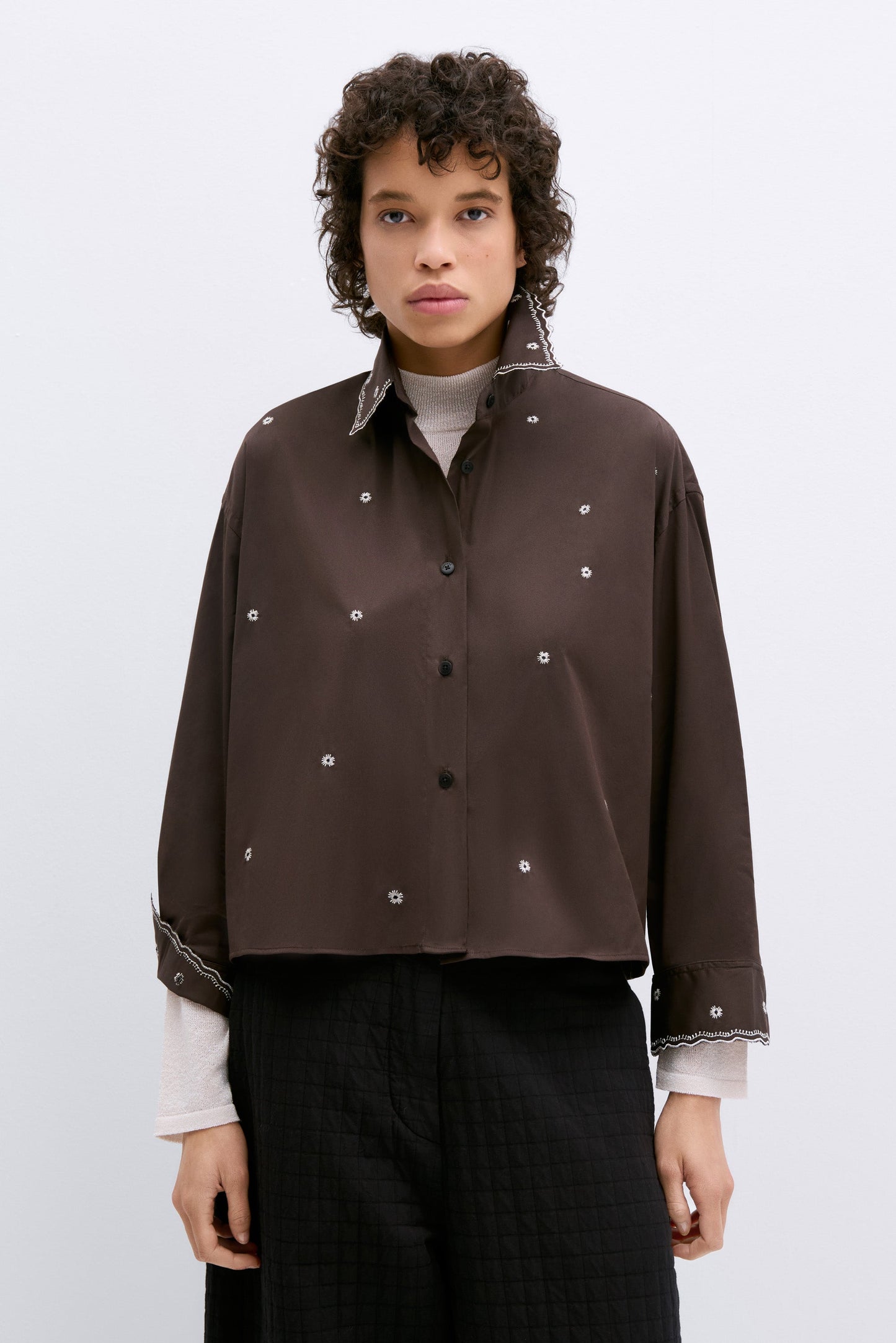 embroidery shirt chocolate