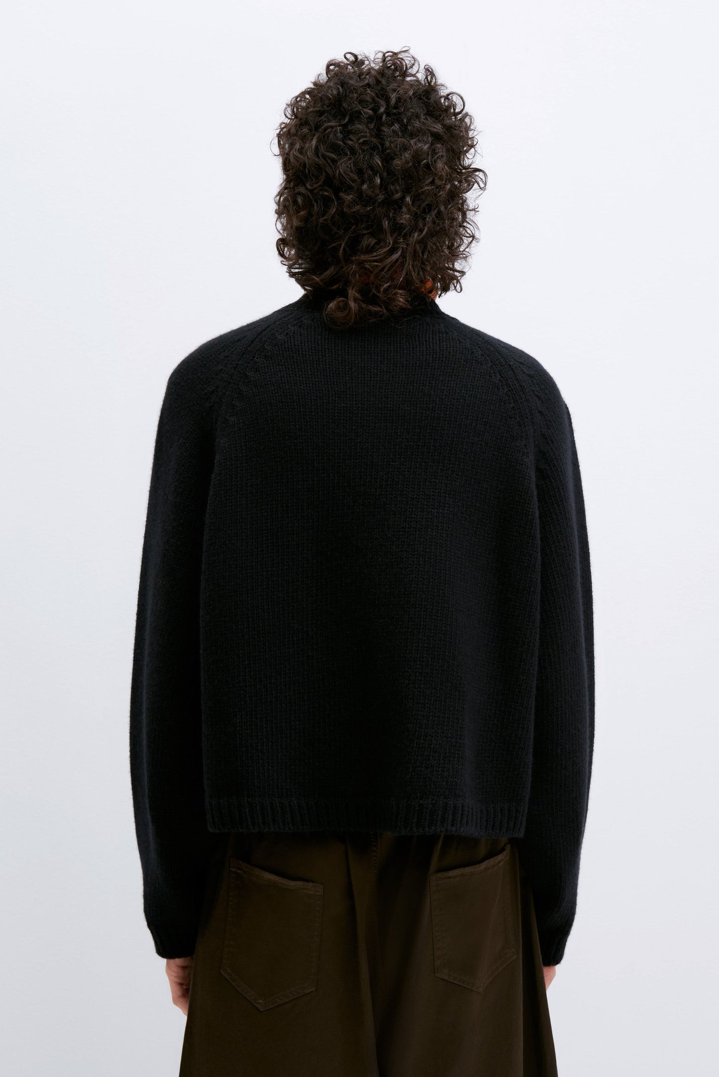 merino wool stitched cardigan black