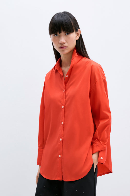 oversized cotton shirt coral