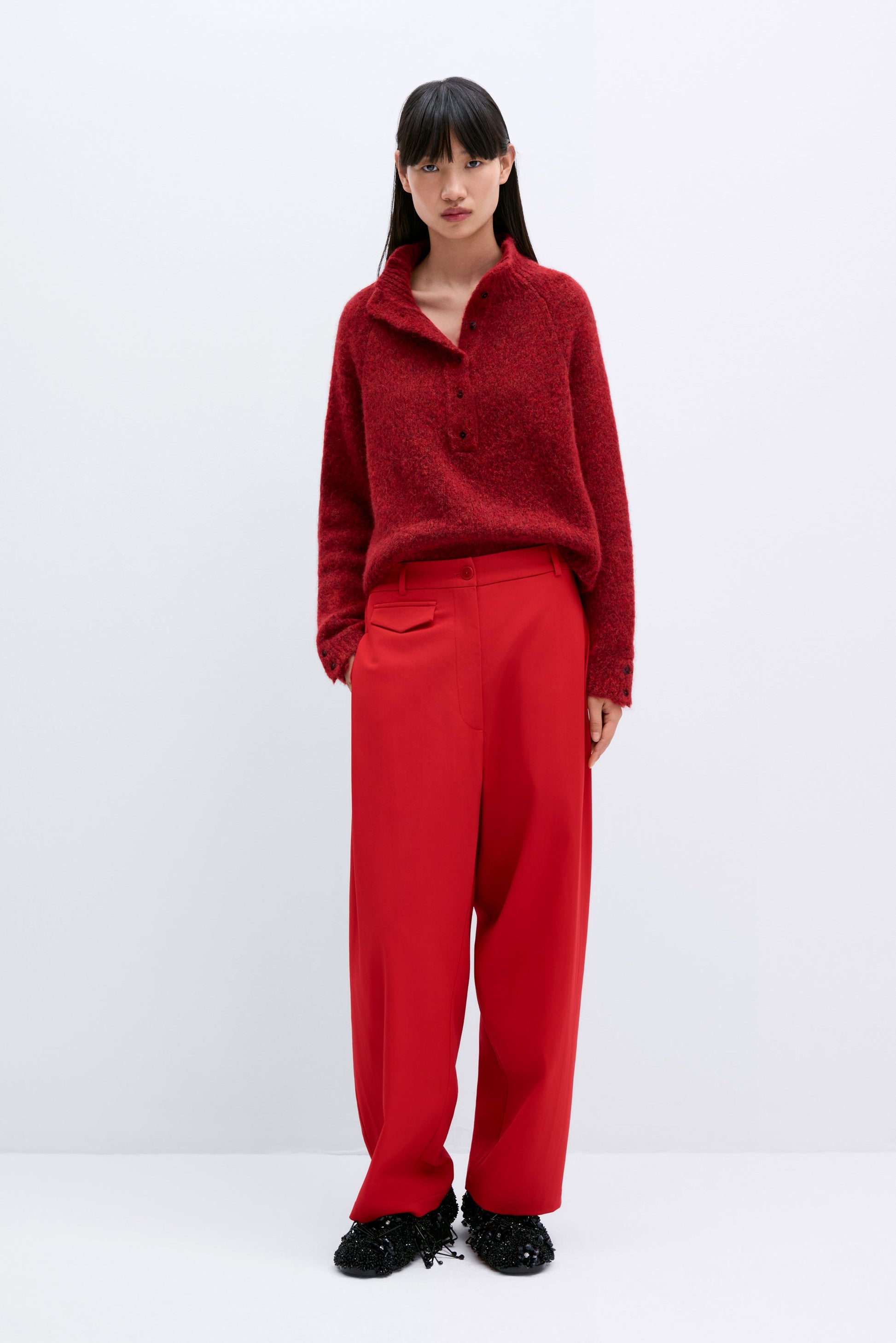 Cordera tailoring pocket pants red front