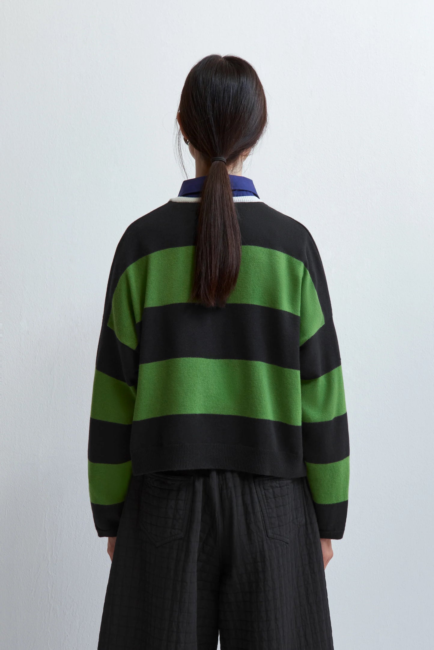 Cordera merino wool striped polo sweater herba back