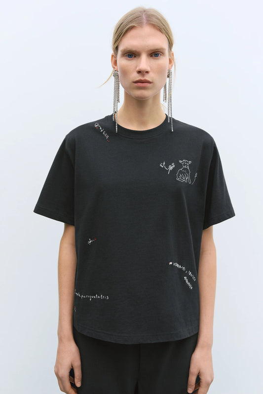 instante embroidered t-shirt black