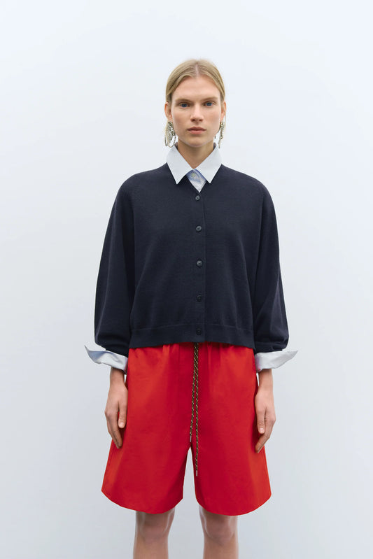 merino wool cardigan navy