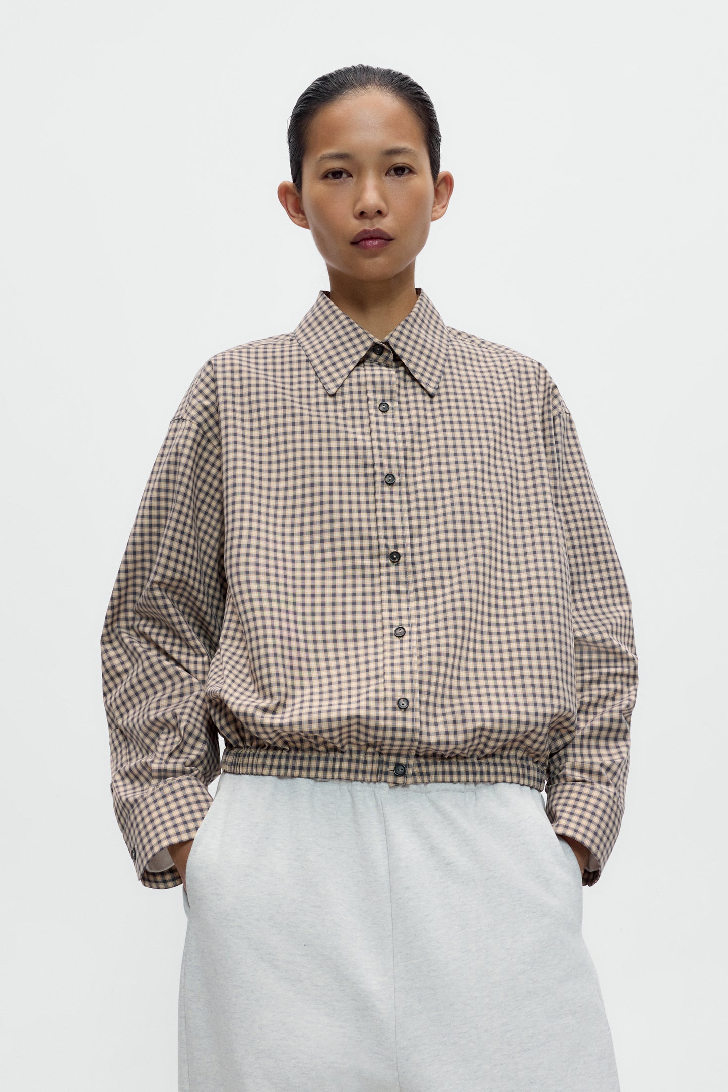 CHECKED BOMBER SHIRT Black/Orange
