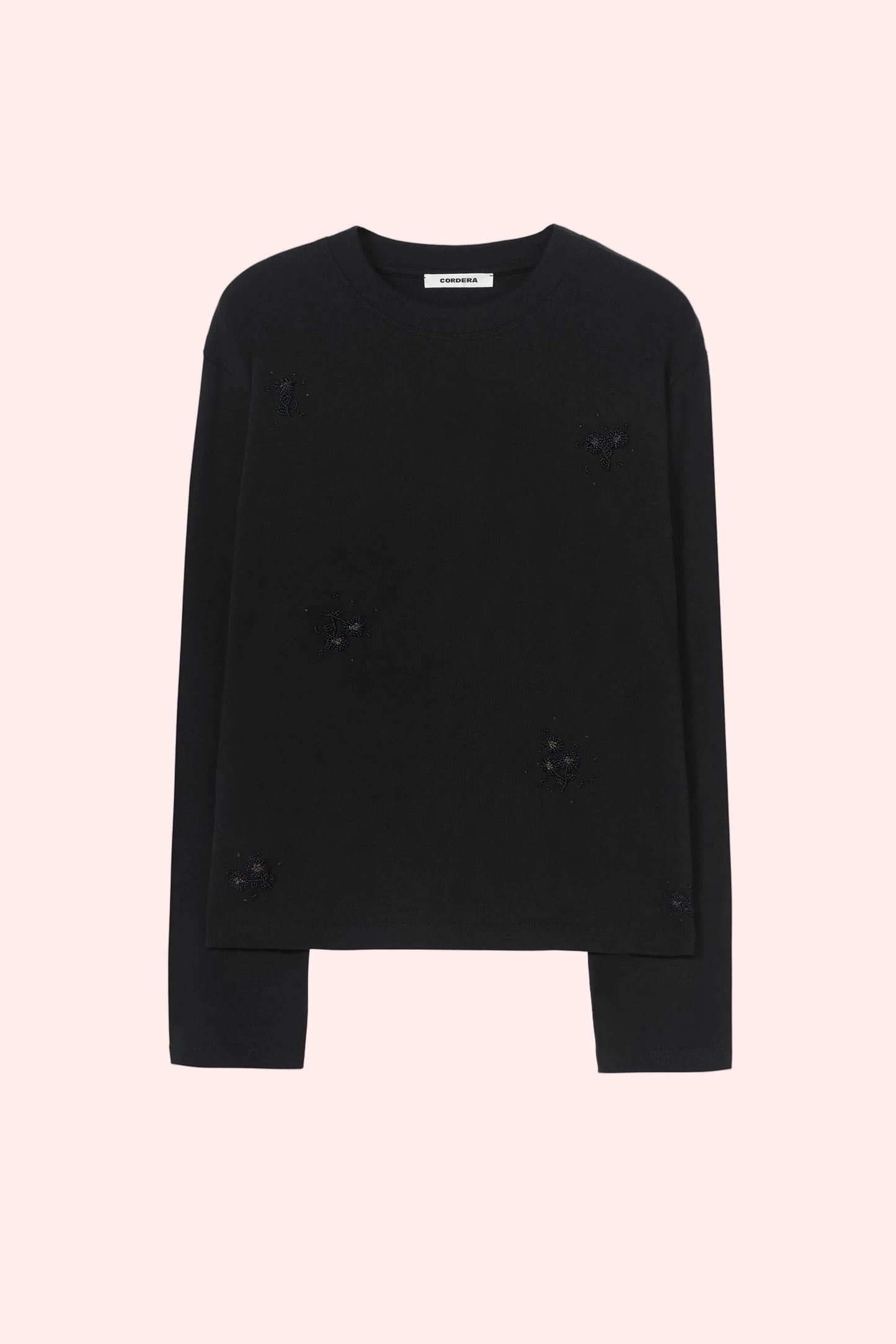 EMBELLISHED LONG-SLEEVE TEE Black