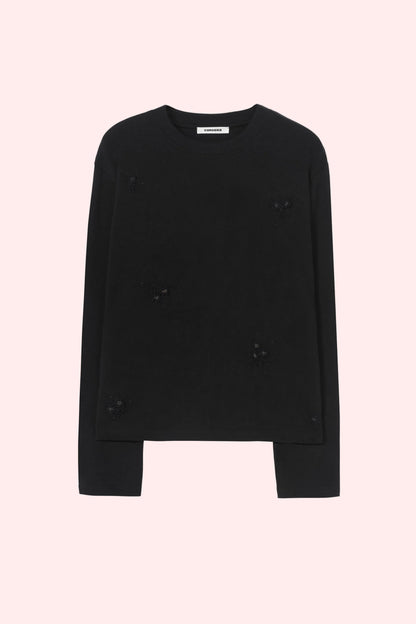 EMBELLISHED LONG-SLEEVE TEE Black