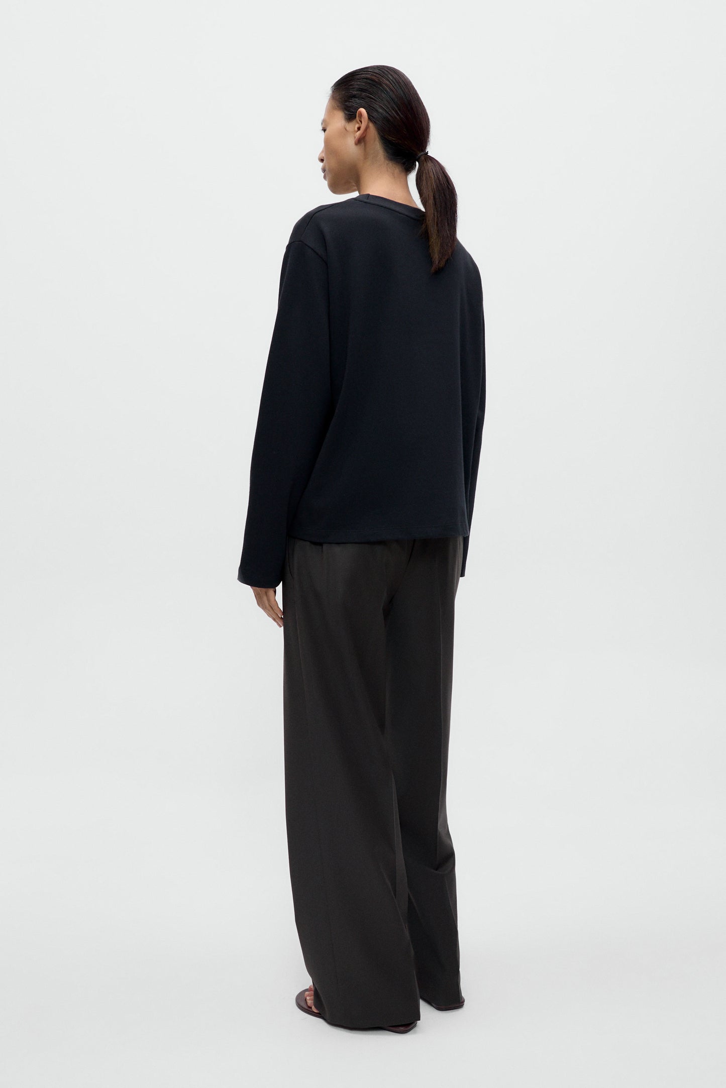 EMBELLISHED LONG-SLEEVE TEE Black