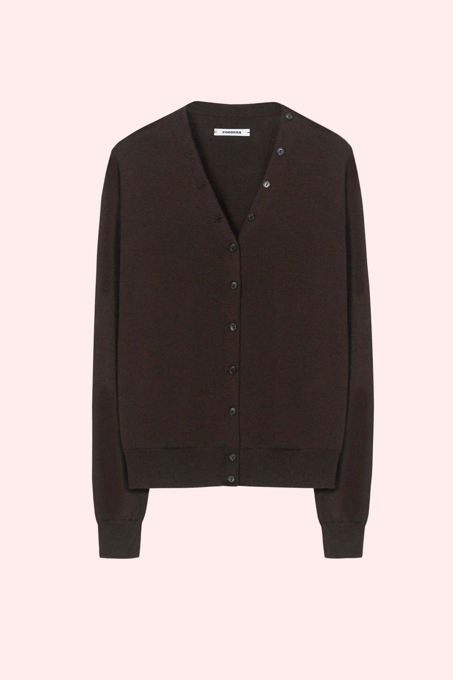 MERINO WOOL BUTTON CARDIGAN Brown