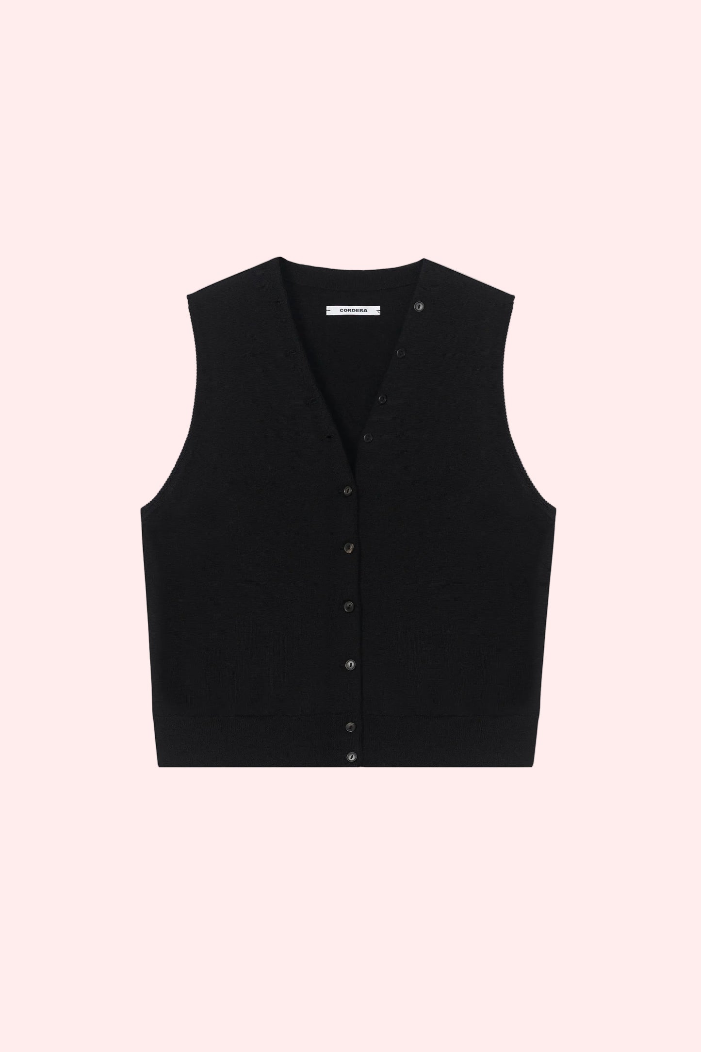MERINO WOOL BUTTON WAISTCOAT Black