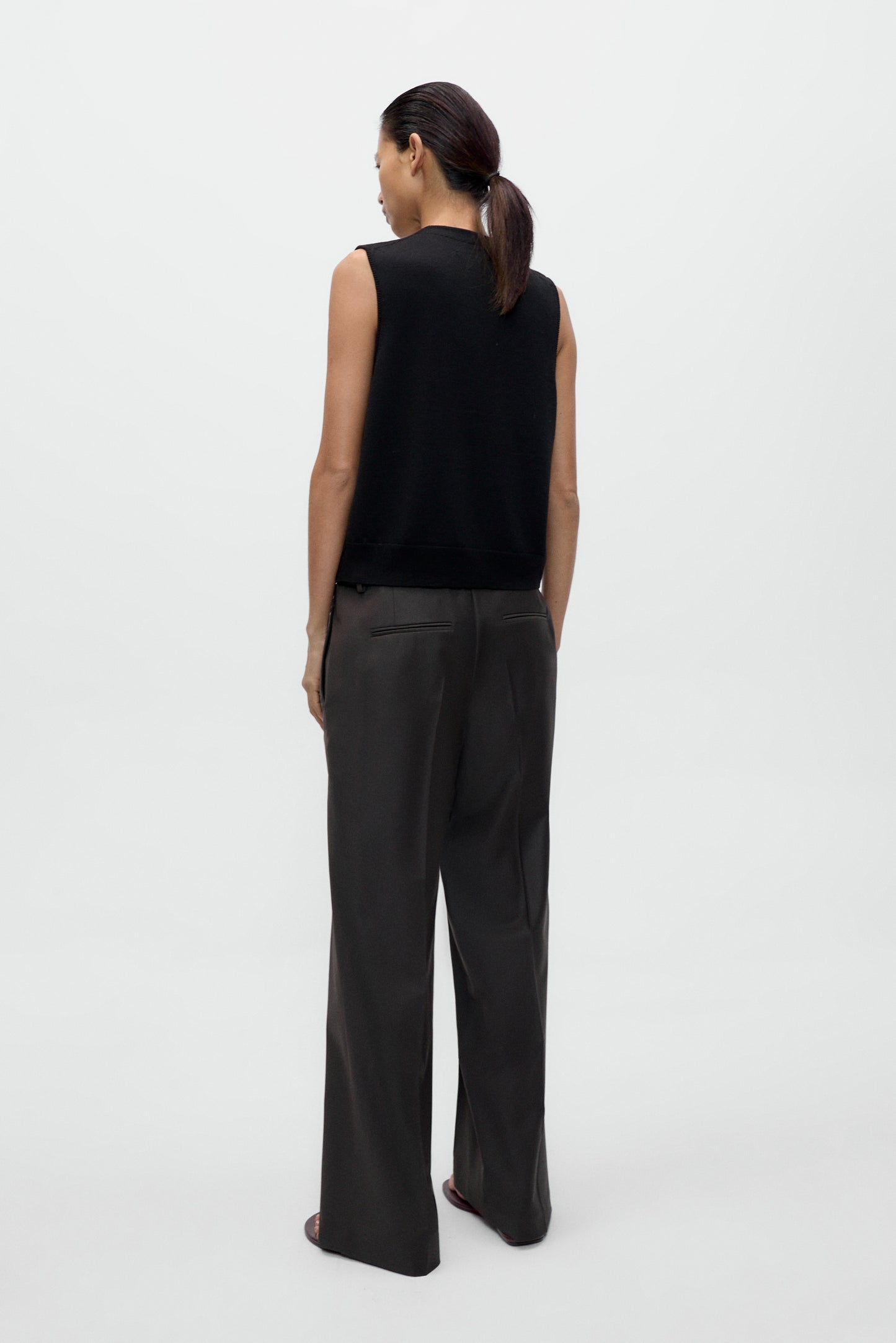 MERINO WOOL BUTTON WAISTCOAT Black