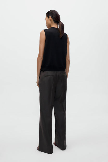 MERINO WOOL BUTTON WAISTCOAT Black