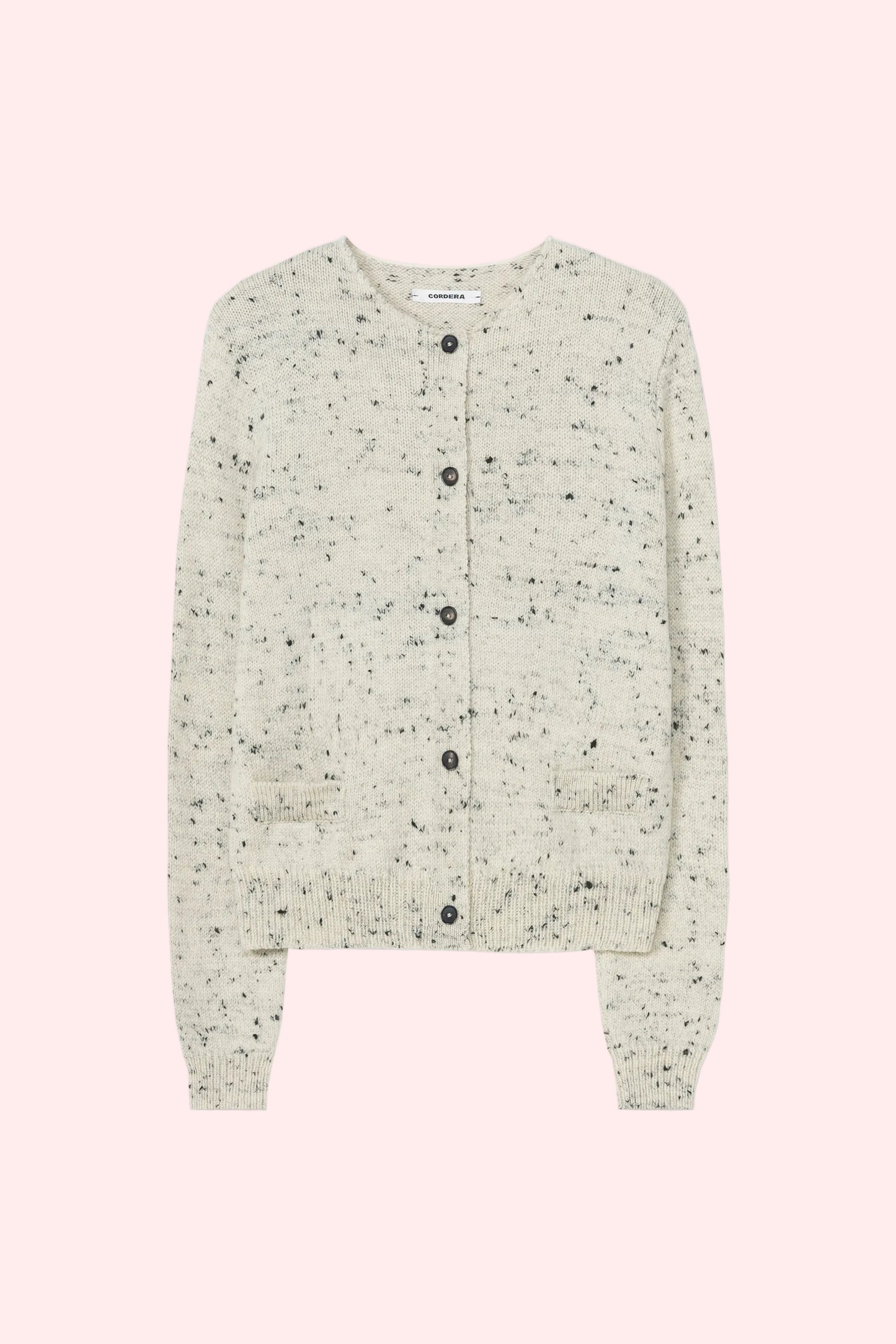 MERINO WOOL FLECKED CARDIGAN Natural