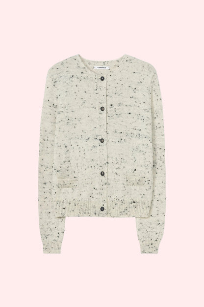 MERINO WOOL FLECKED CARDIGAN Natural