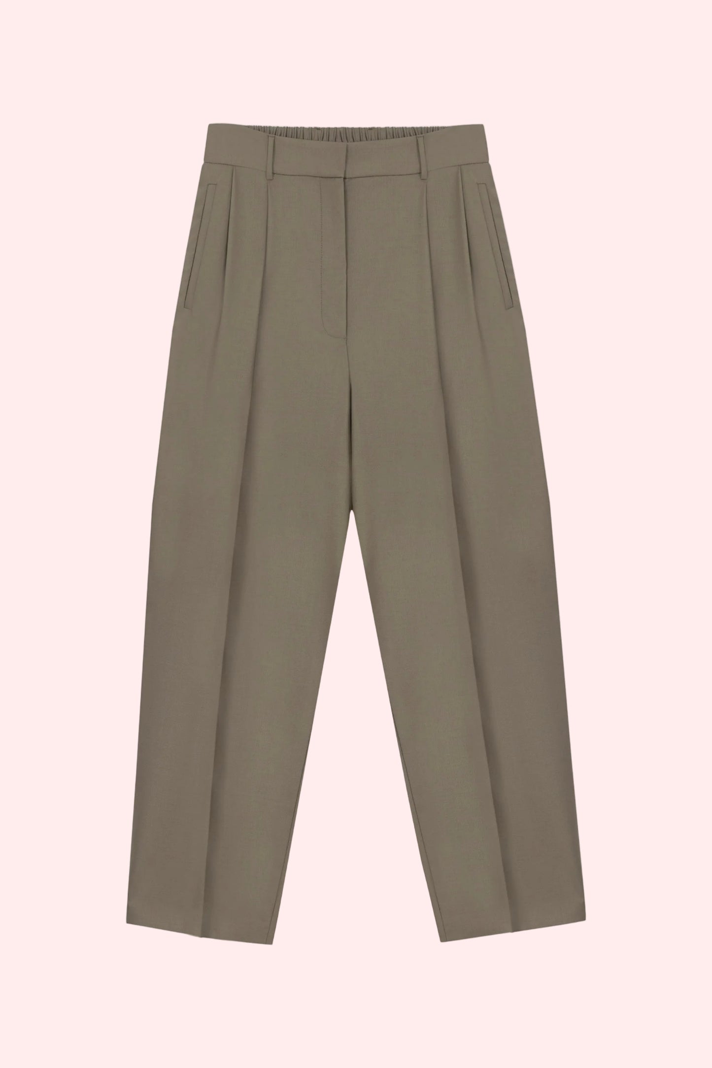 VIRGIN WOOL MASCULINE BARREL PANTS Taupe