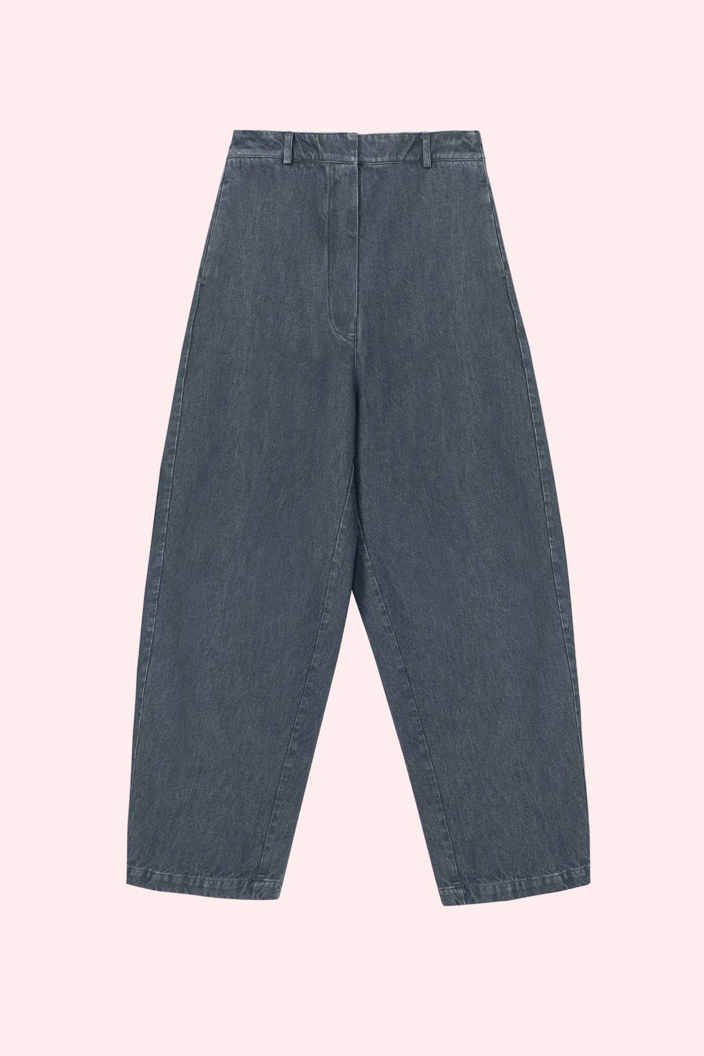 WASHED DENIM CURVED PANTS Grey