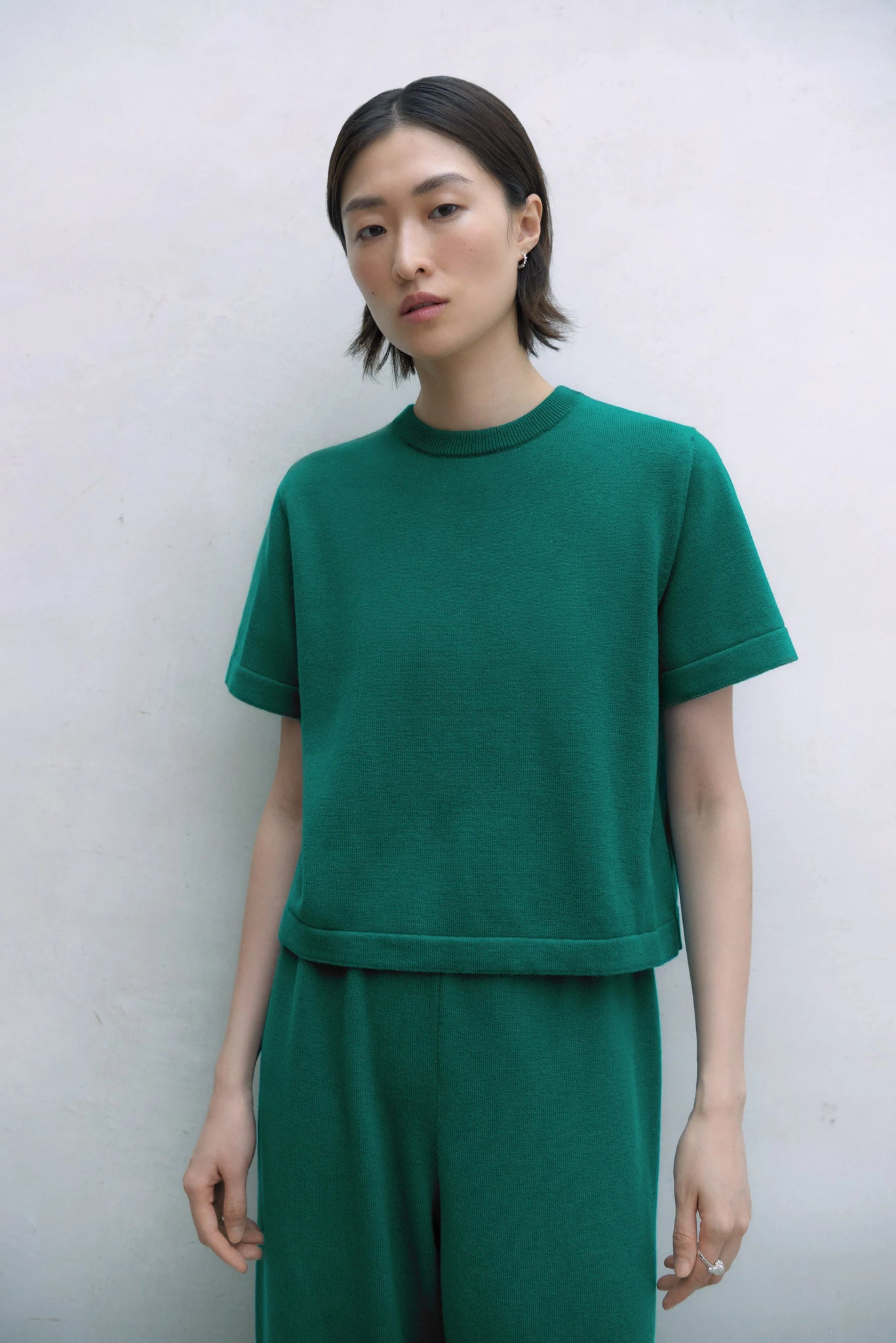 Cordera merino wool t-shirt teal green front