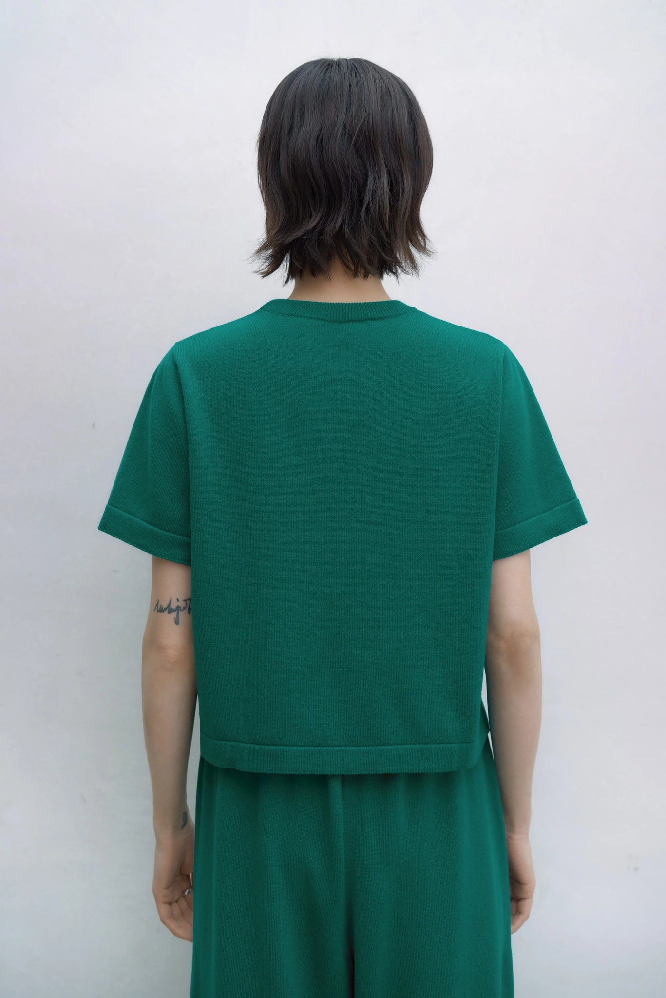 Cordera merino wool t-shirt teal green back