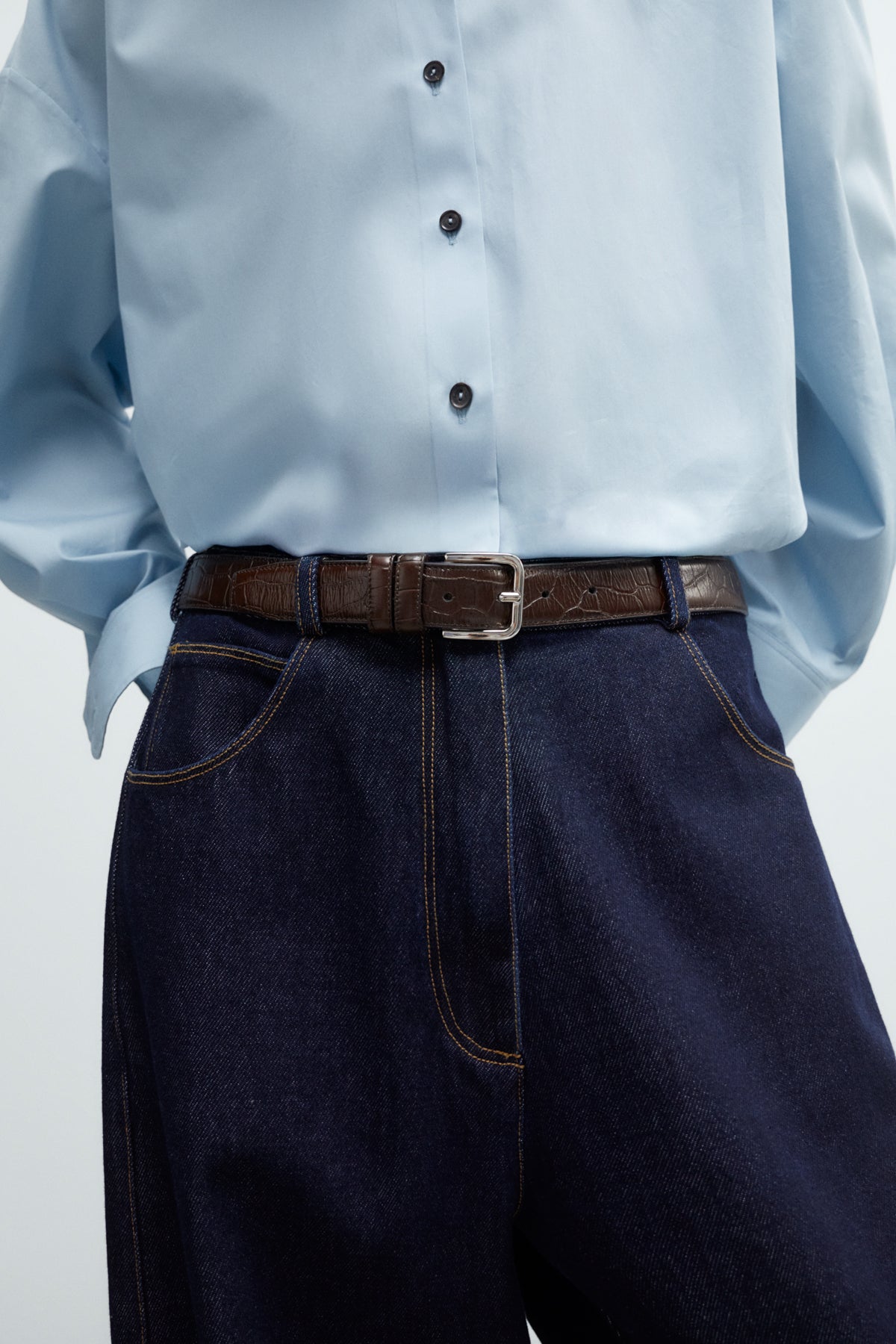 classic belt brown crocodile