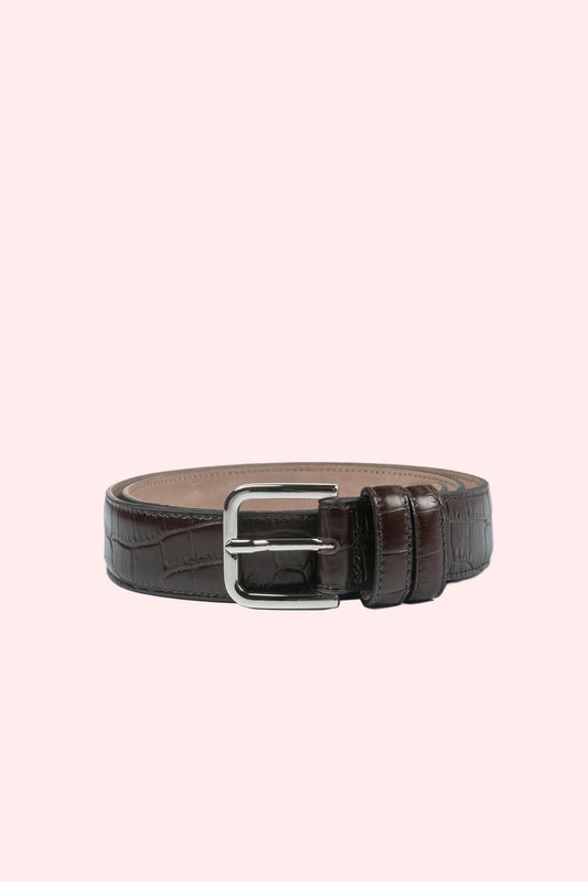 classic belt brown crocodile