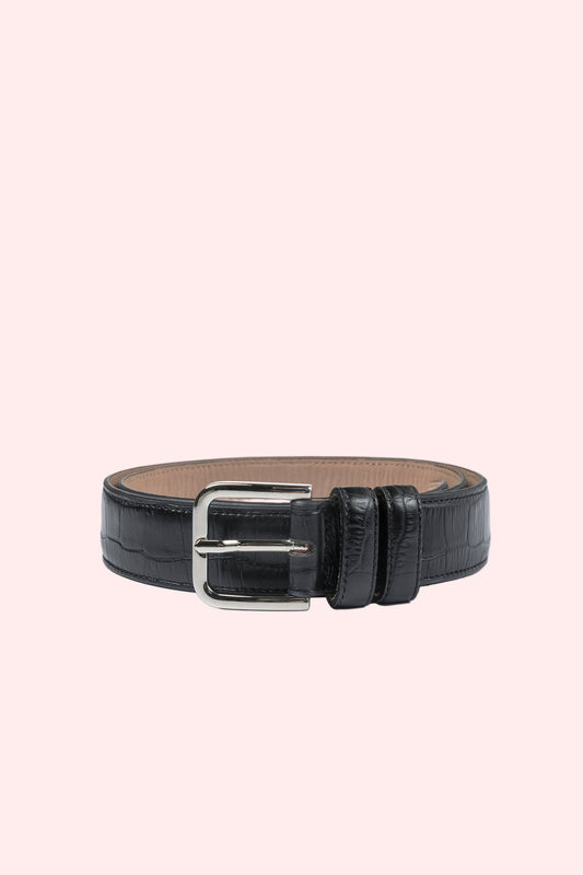 classic belt black crocodile