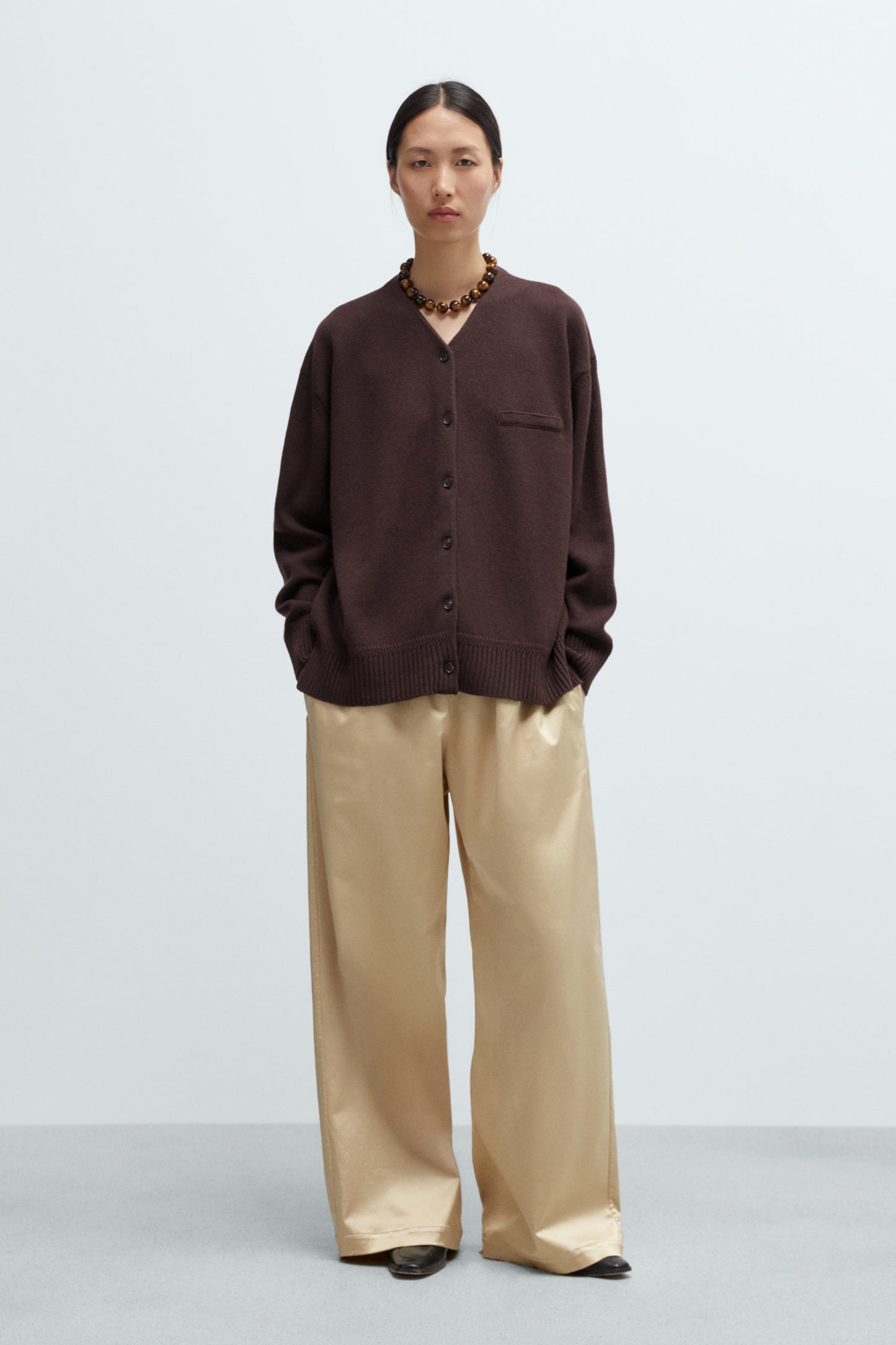 MERINO WOOL CARDIGAN Prune