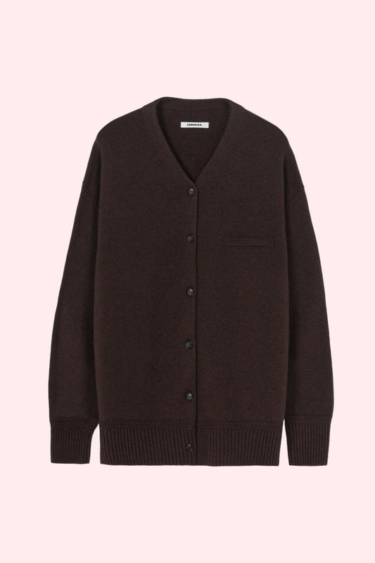 MERINO WOOL CARDIGAN Prune