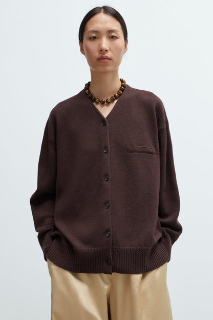 MERINO WOOL CARDIGAN Prune