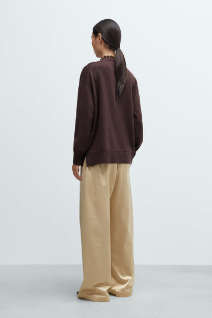 MERINO WOOL CARDIGAN Prune