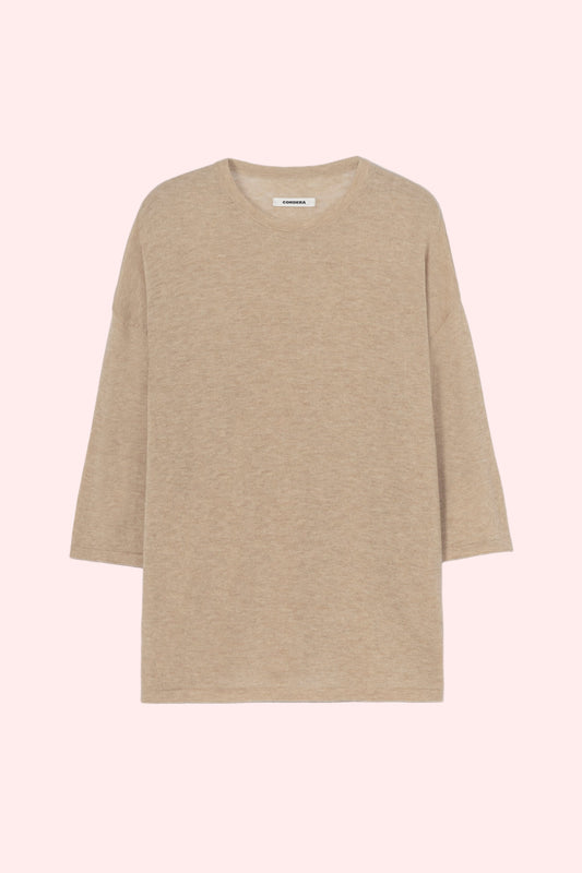 MERINO WOOL OVERSIZED T-SHIRT Beige