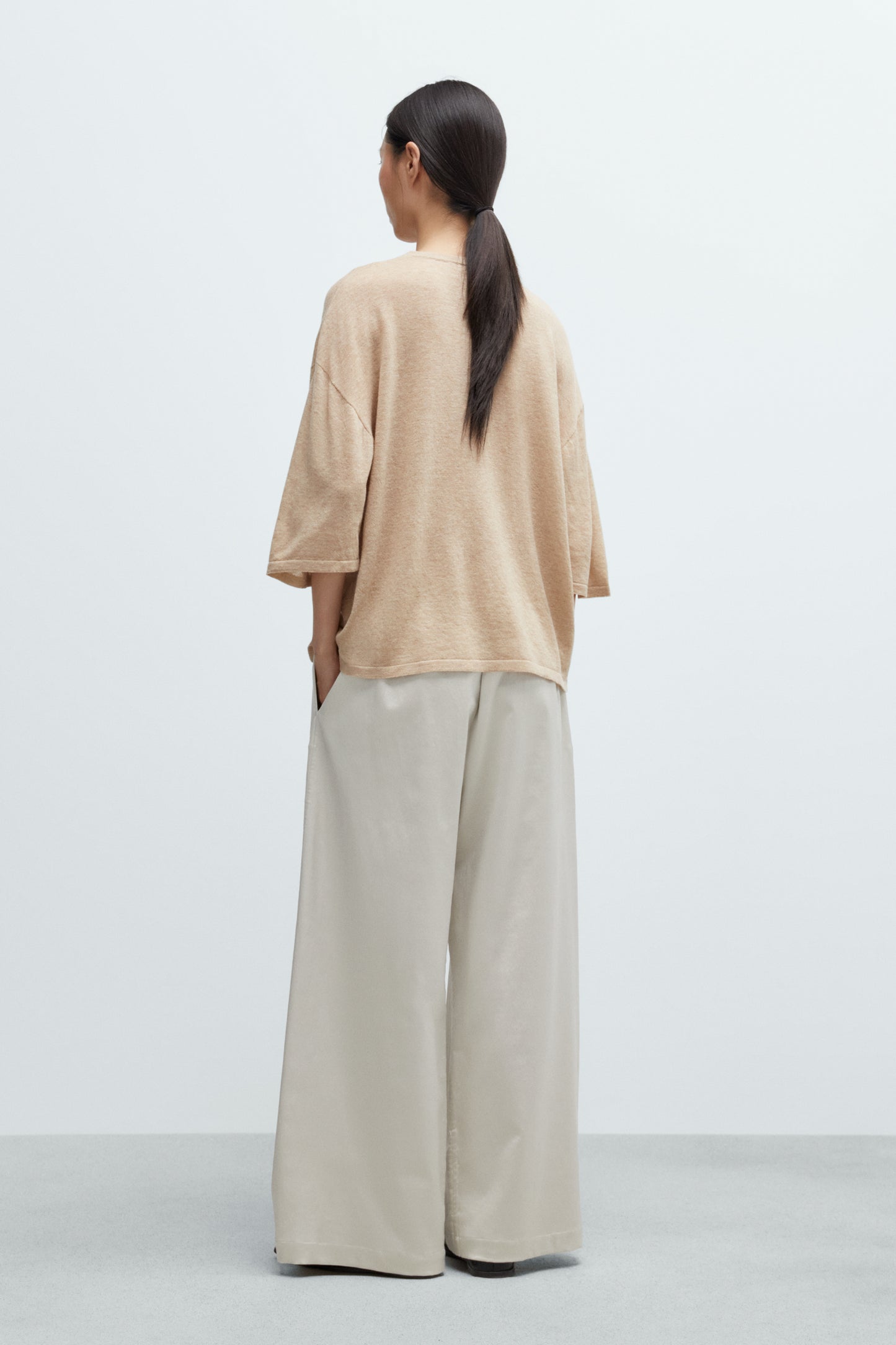 MERINO WOOL OVERSIZED T-SHIRT Beige