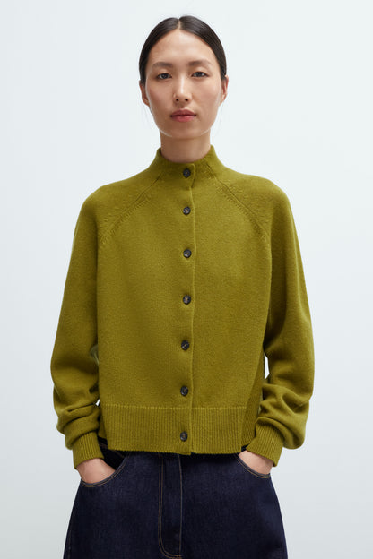 MERINO WOOL PERKINS CARDIGAN Woodbine