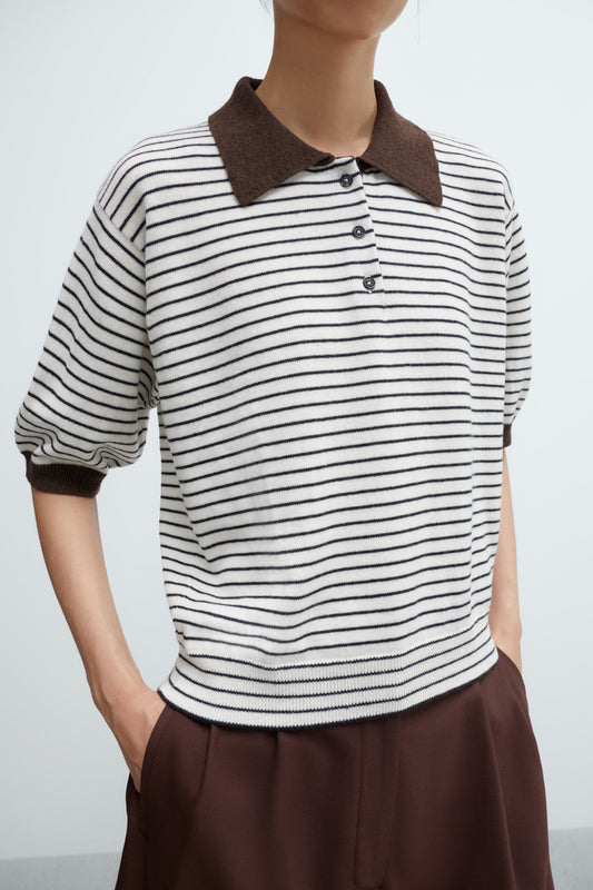 MERINO WOOL STRIPED POLO