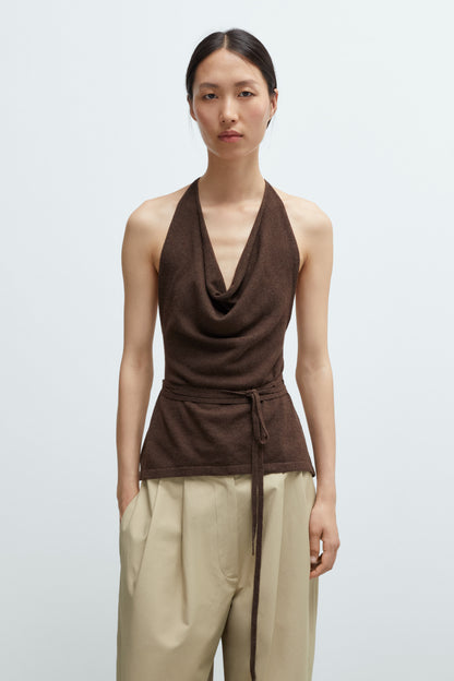 MERINO WOOL TIE TOP Brown