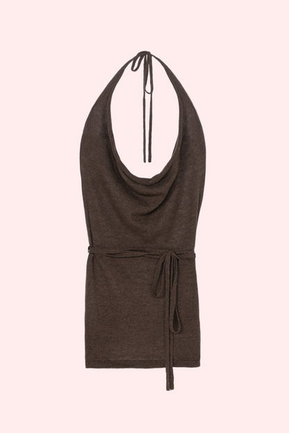 MERINO WOOL TIE TOP Brown