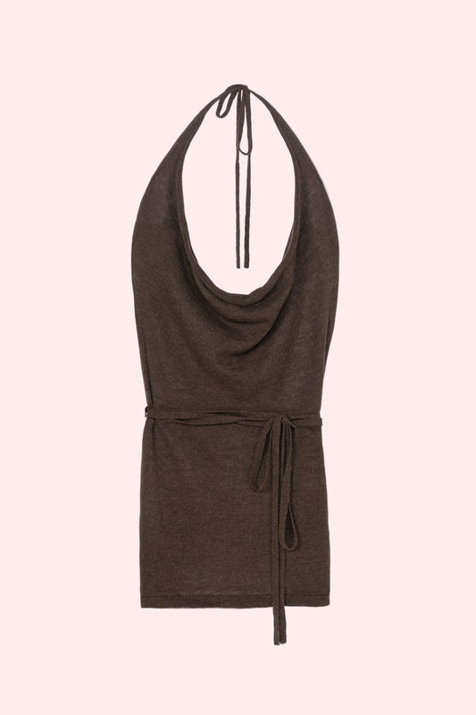 MERINO WOOL TIE TOP Brown