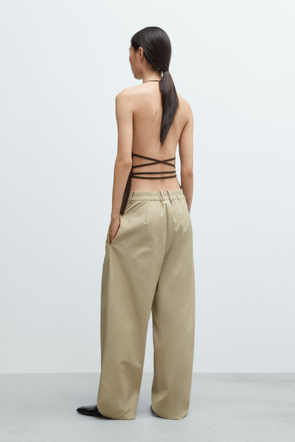 MERINO WOOL TIE TOP Brown