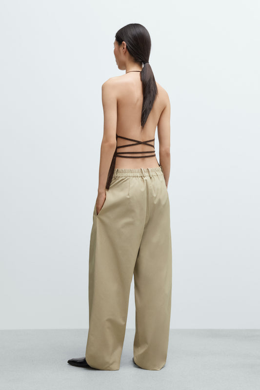 MERINO WOOL TIE TOP Brown