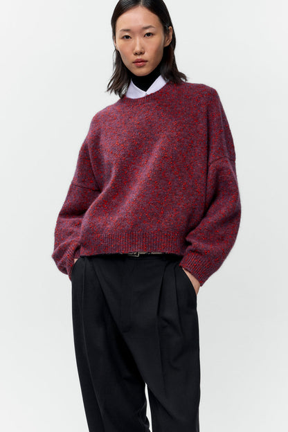 SPECKLED CREWNECK SWEATER Beaujolais