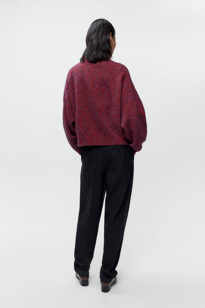 SPECKLED CREWNECK SWEATER Beaujolais