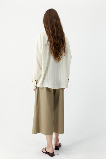 OVERSIZED PENCIL STRIPED SHIRT Cream