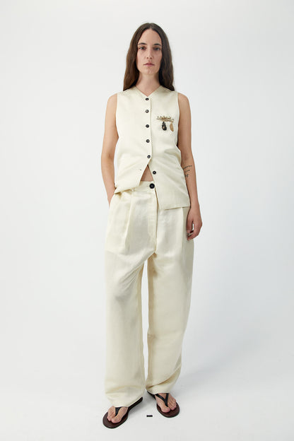 SATIN MASCULINE PANTS Marfil