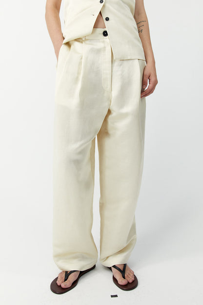 SATIN MASCULINE PANTS Marfil