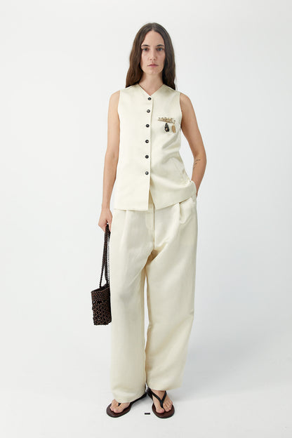 SATIN TAILORED VEST Marfil